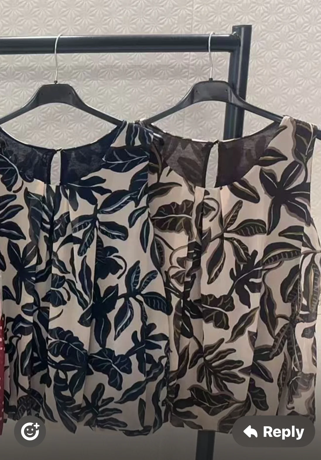 Ava -  Chocolate/Cream Leaf Print Bubble Hem Top - Image 3