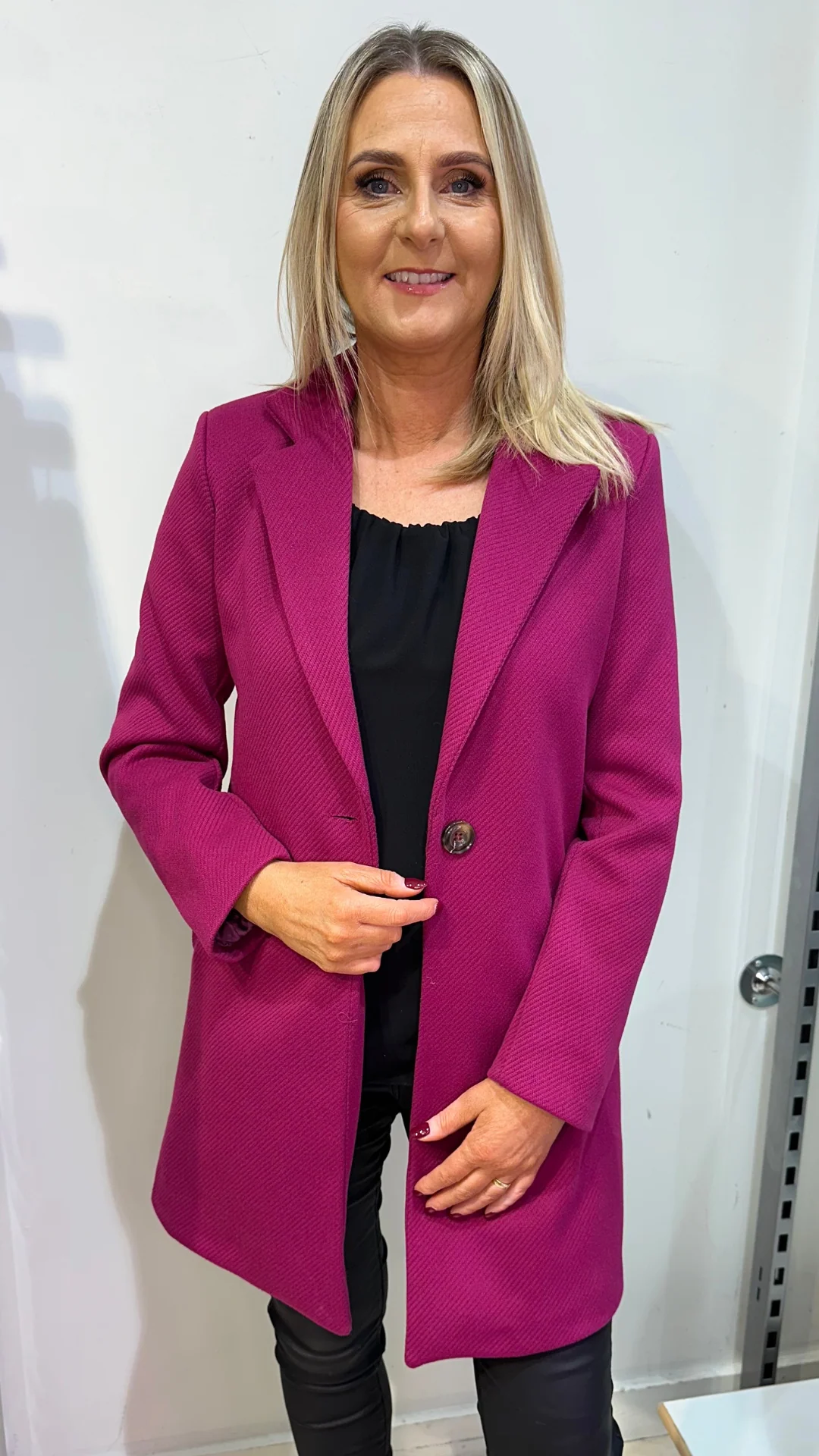 Bonnie - Magenta Lined Winter Coat - Image 3