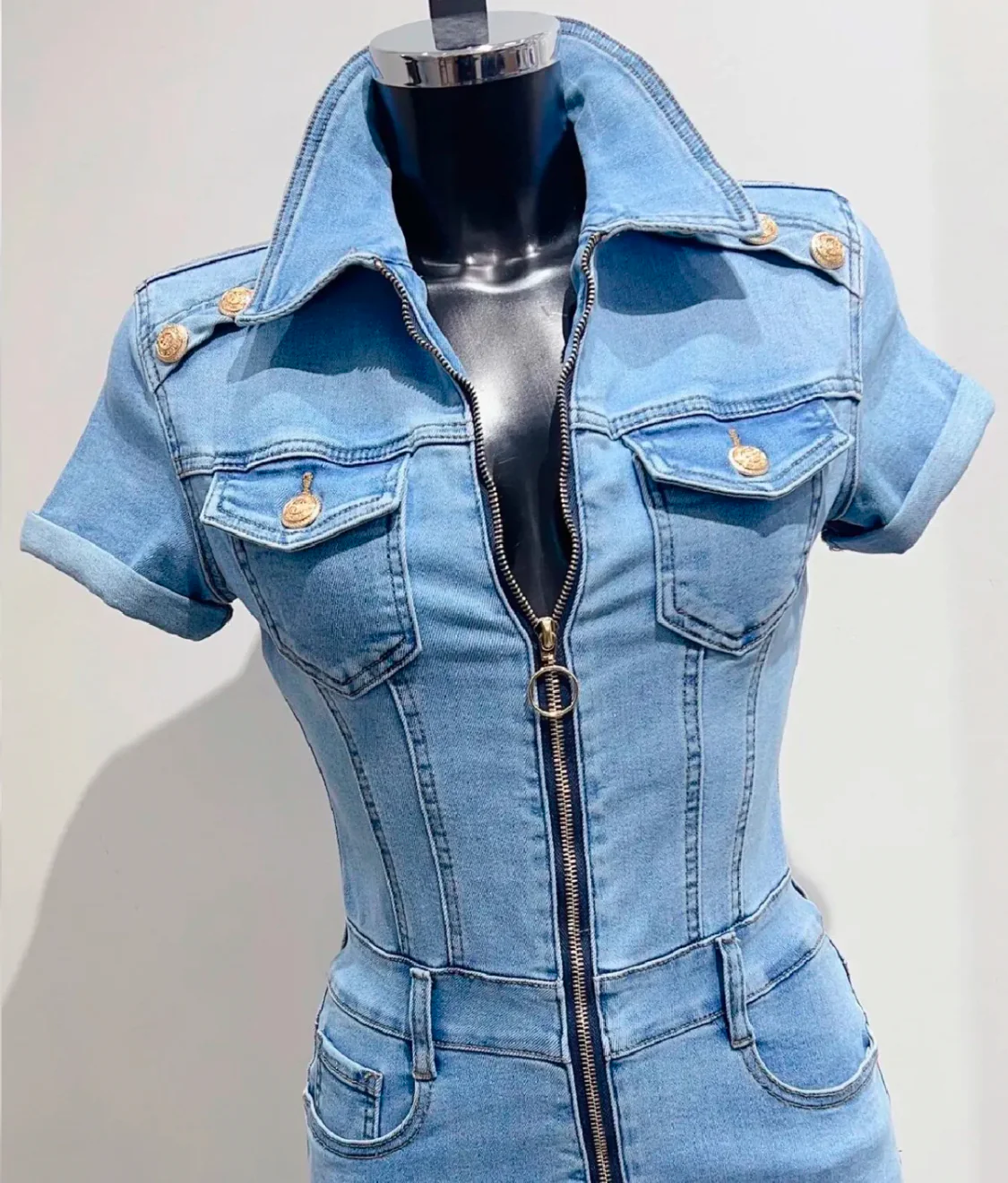 Chicago - Stretch Denim Zip Dress - Image 5
