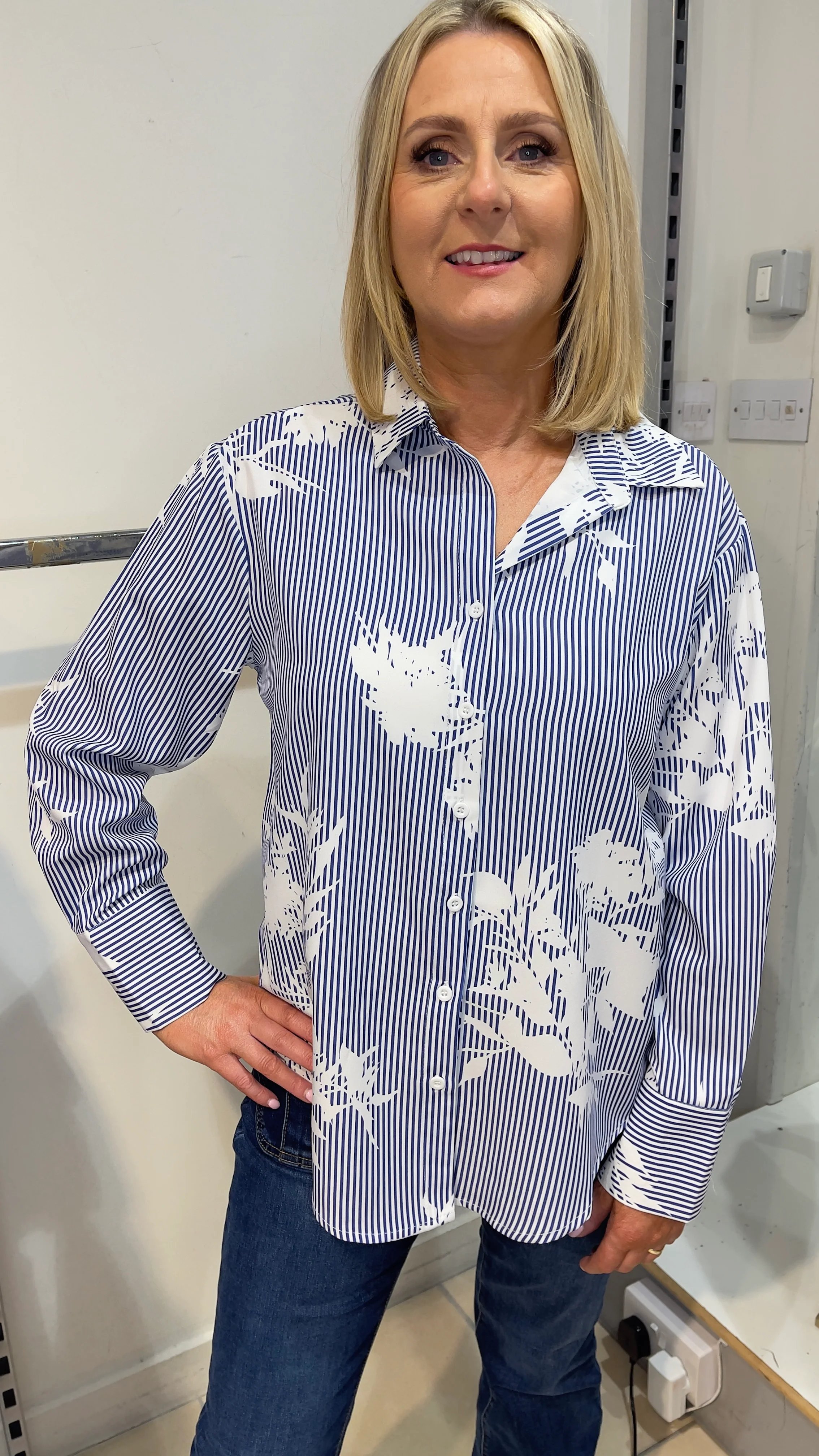 Jack - Blue stripe White Leaf Shirt - Image 4