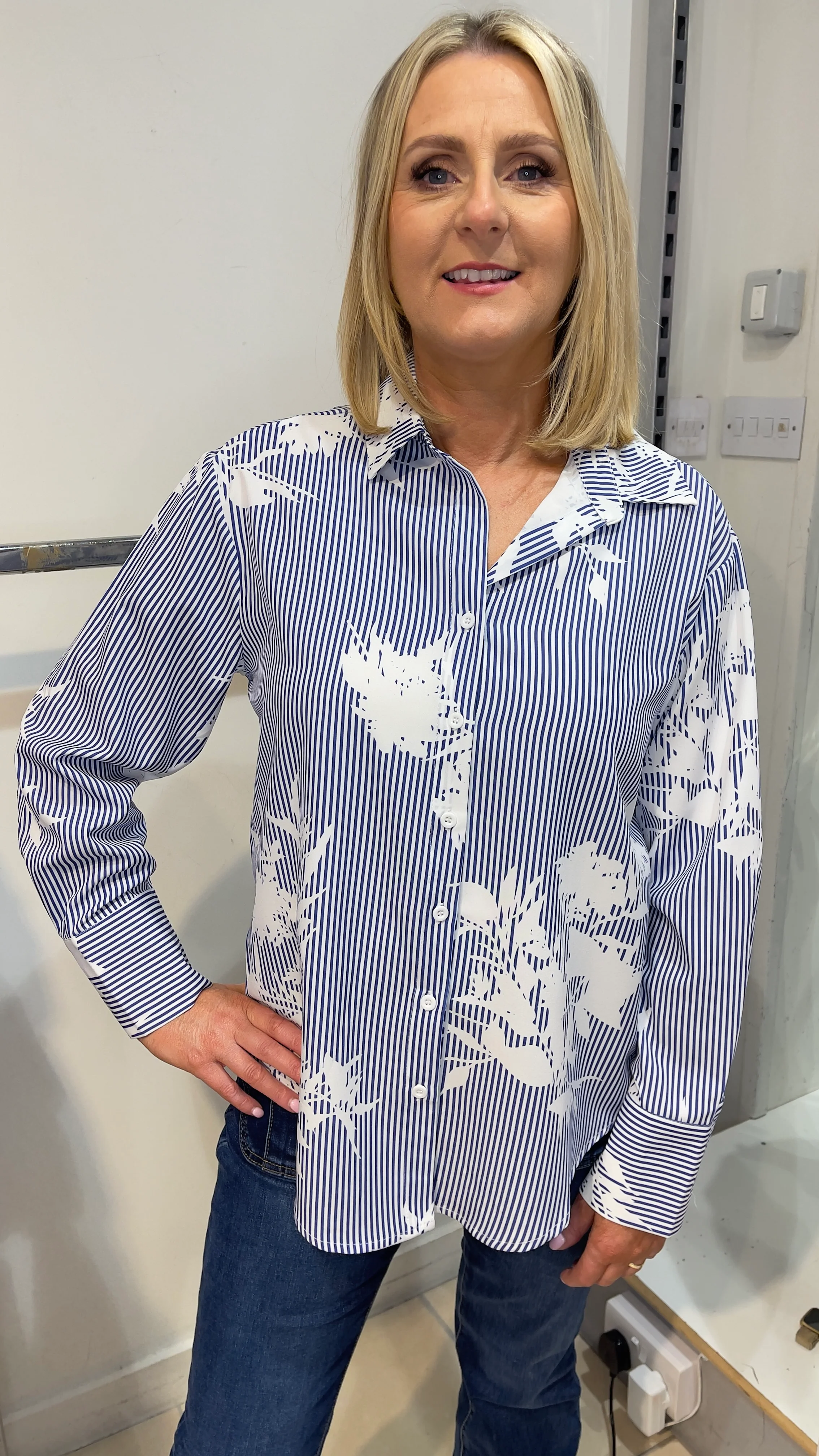 Jack - Blue stripe White Leaf Shirt - Image 5