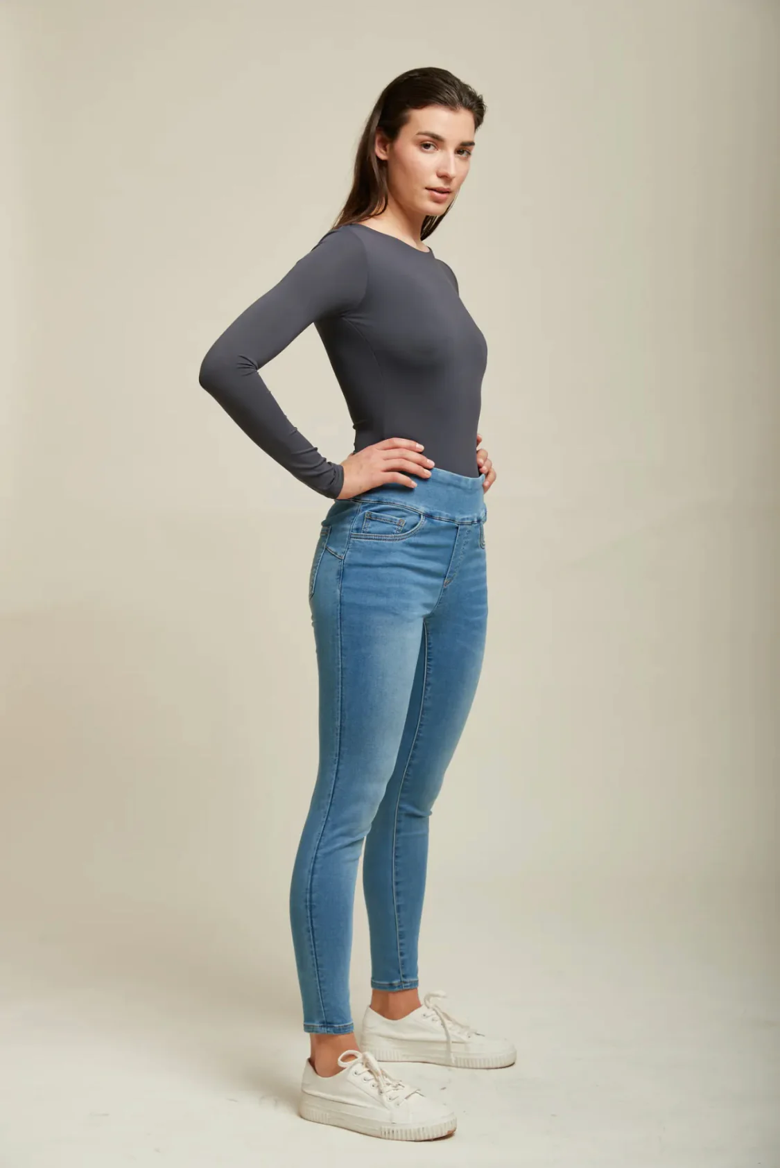 Lisa - Mid Wash Stretch High Waist Jeans - Image 3