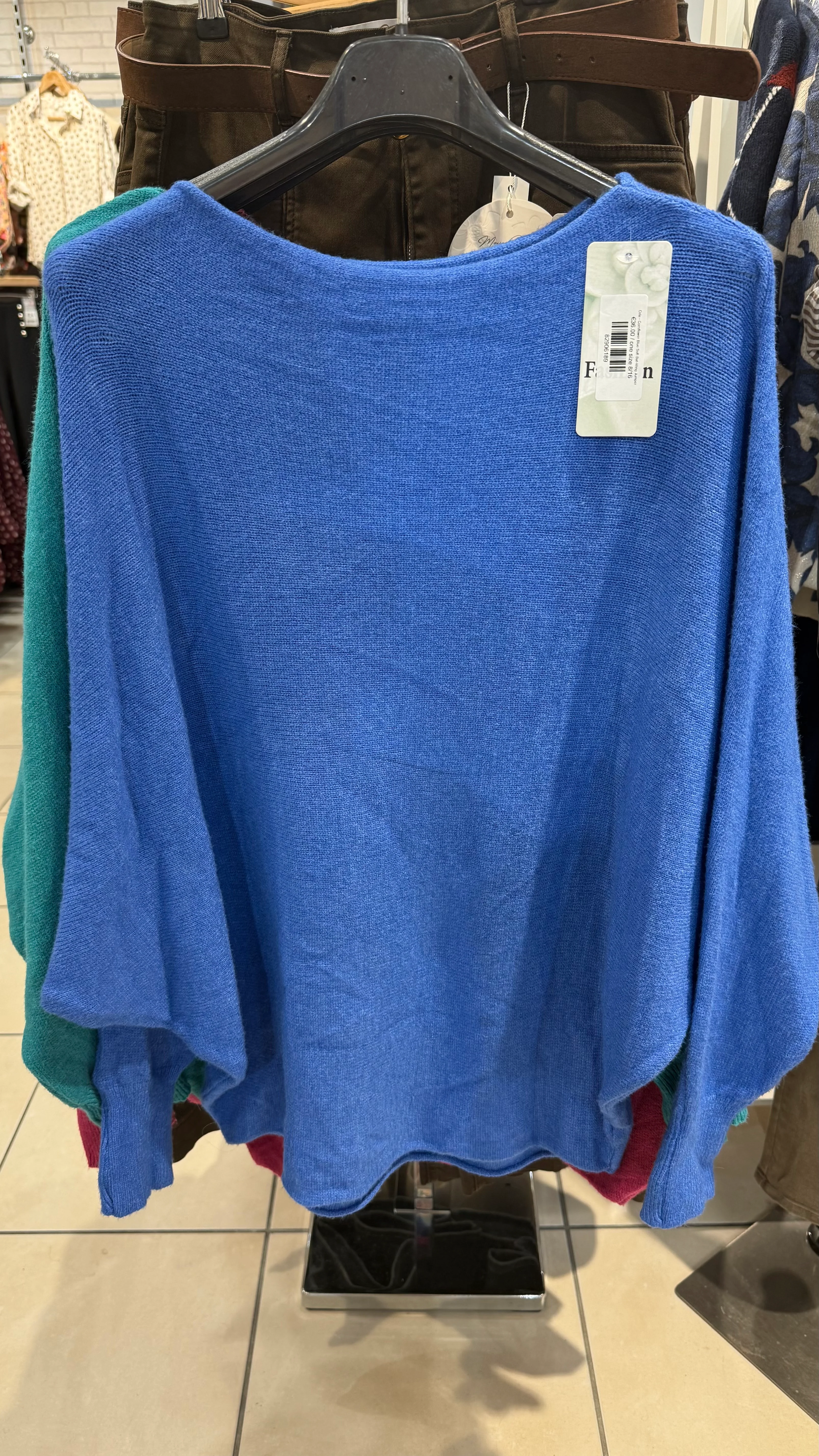 Orla - Cornflower Blue Soft Bat-Wing Jumper - Image 3