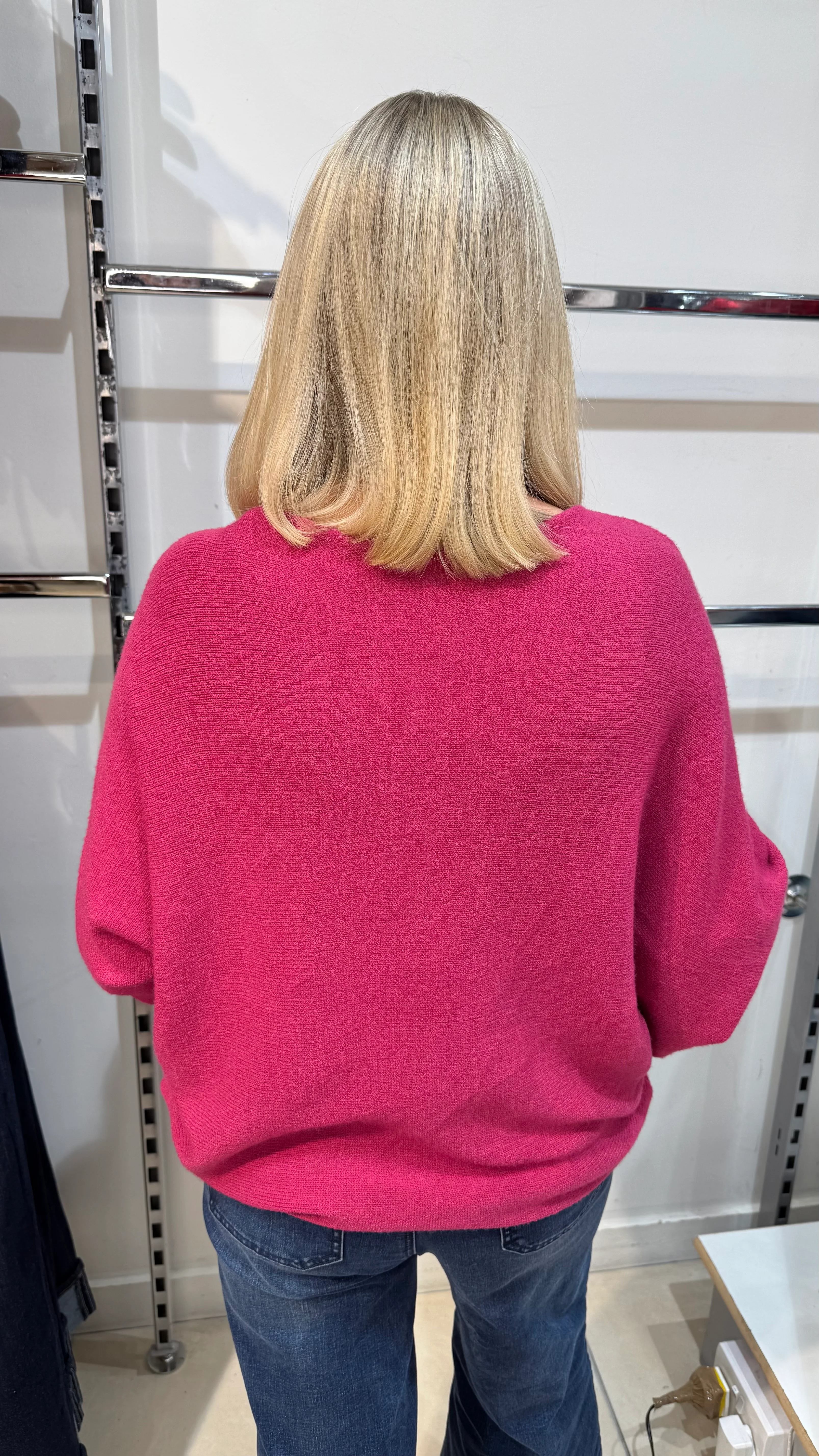 Orla - Raspberry Soft Bat-Wing Jumper - Image 3