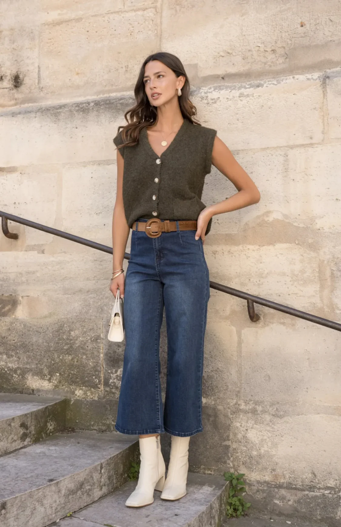 Paris - Belted Cropped Stretch denims - Image 3