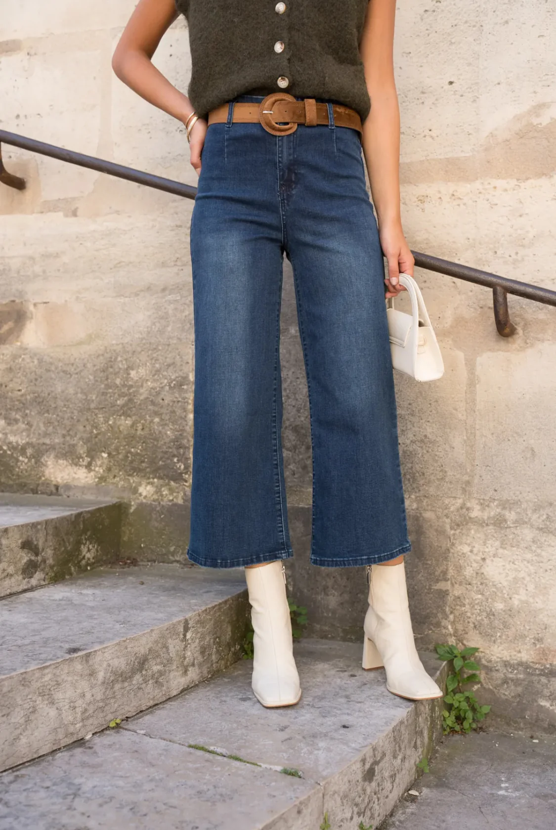 Paris - Belted Cropped Stretch denims - Image 5