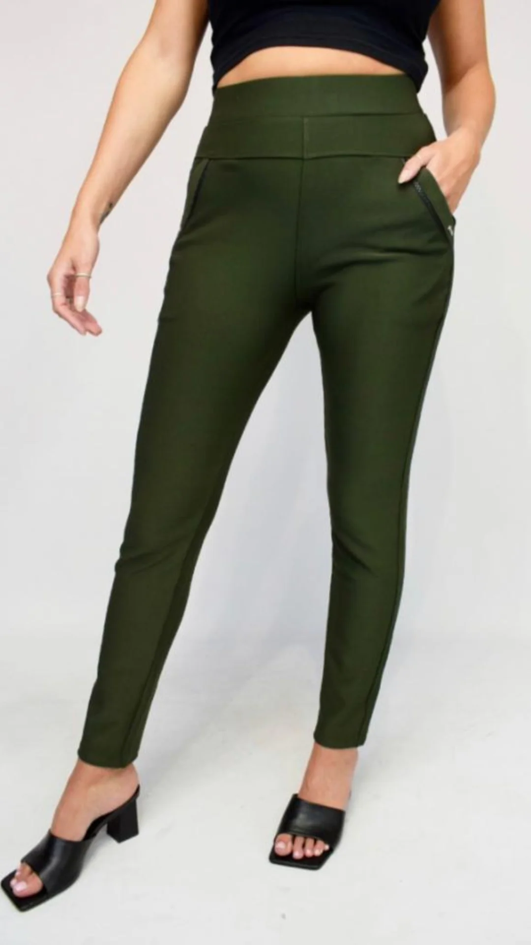 Ruth - Super Stretch Khaki High Waist Leggings - Image 4