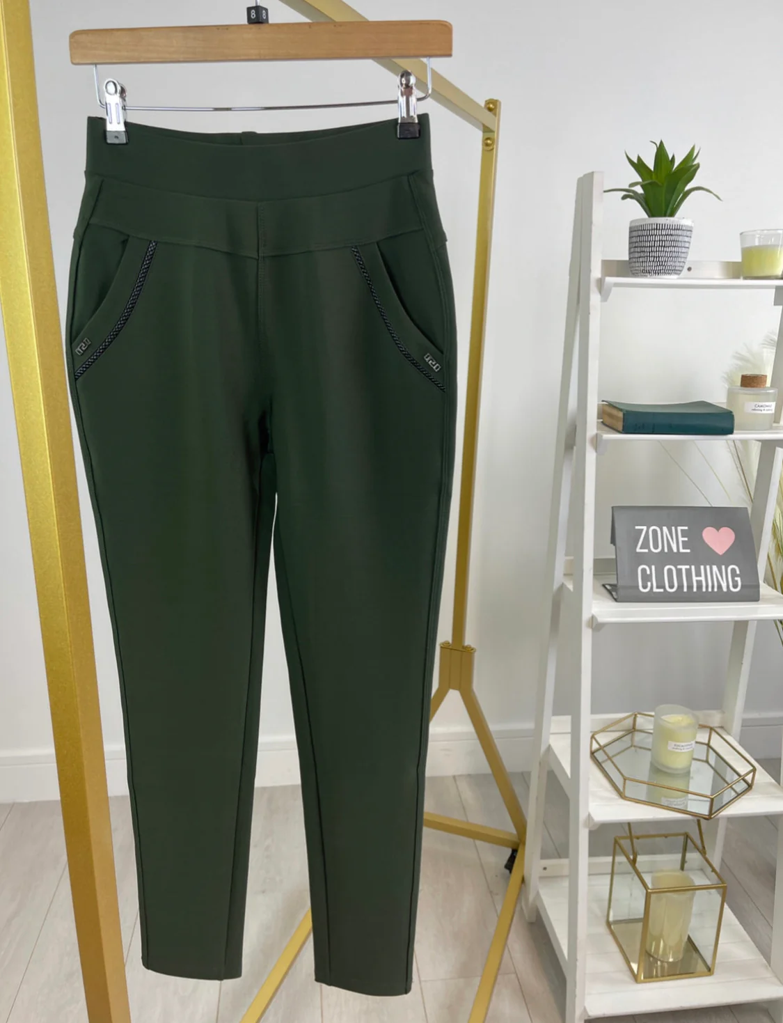 Ruth - Super Stretch Khaki High Waist Leggings - Image 5