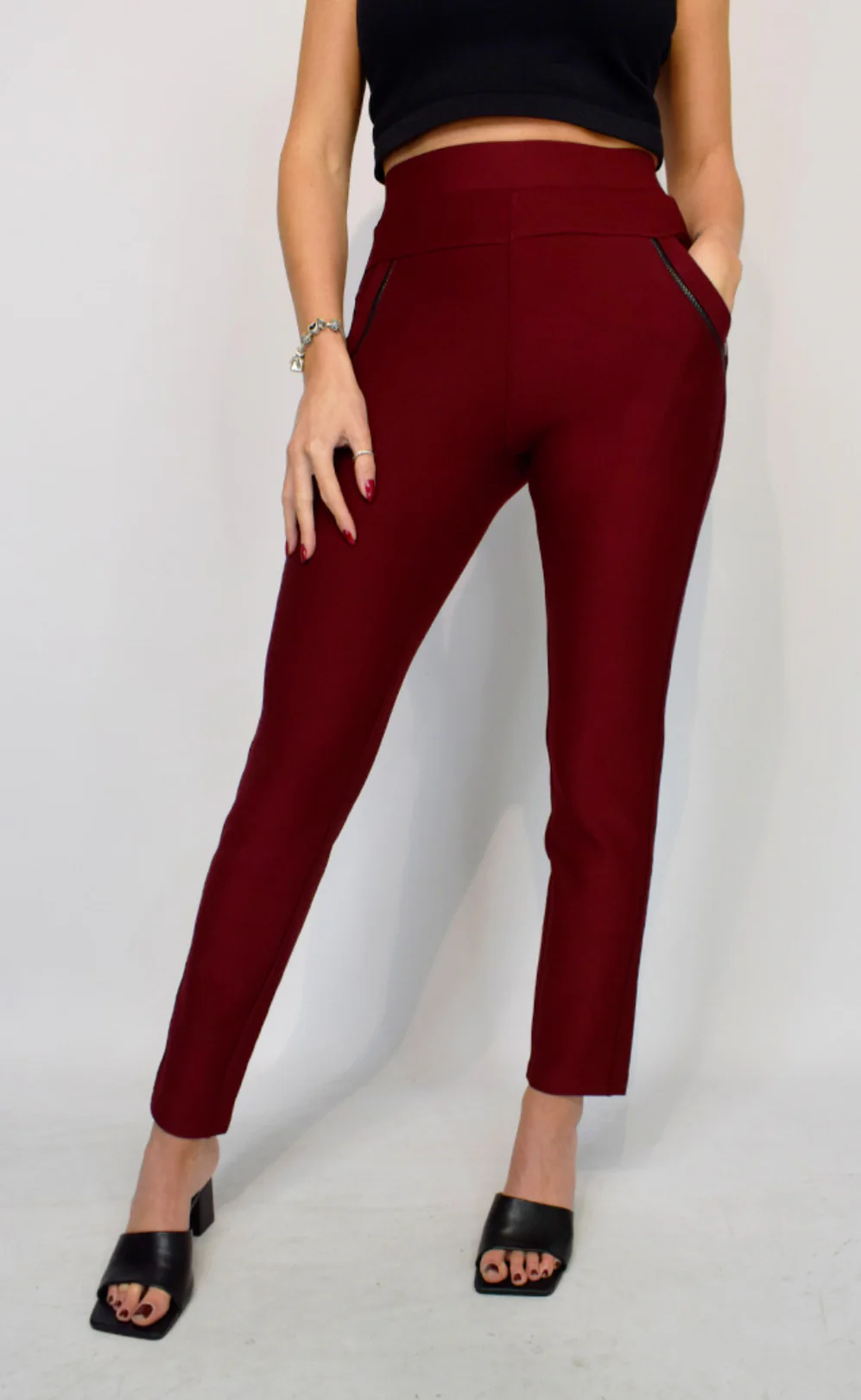 Ruth - Wine Super Stretch Trouser /Leggings - Image 3