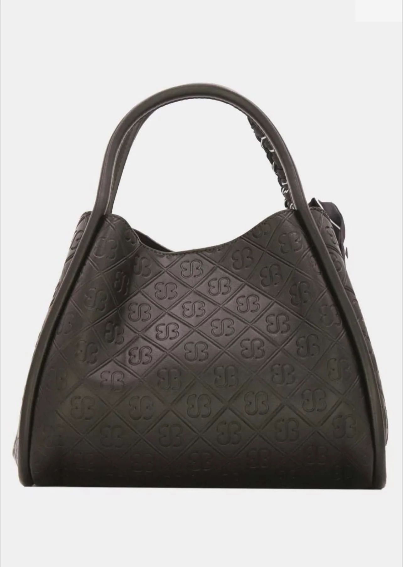Sophie - Black Embossed Logo Scarf Handle Bag - Image 3