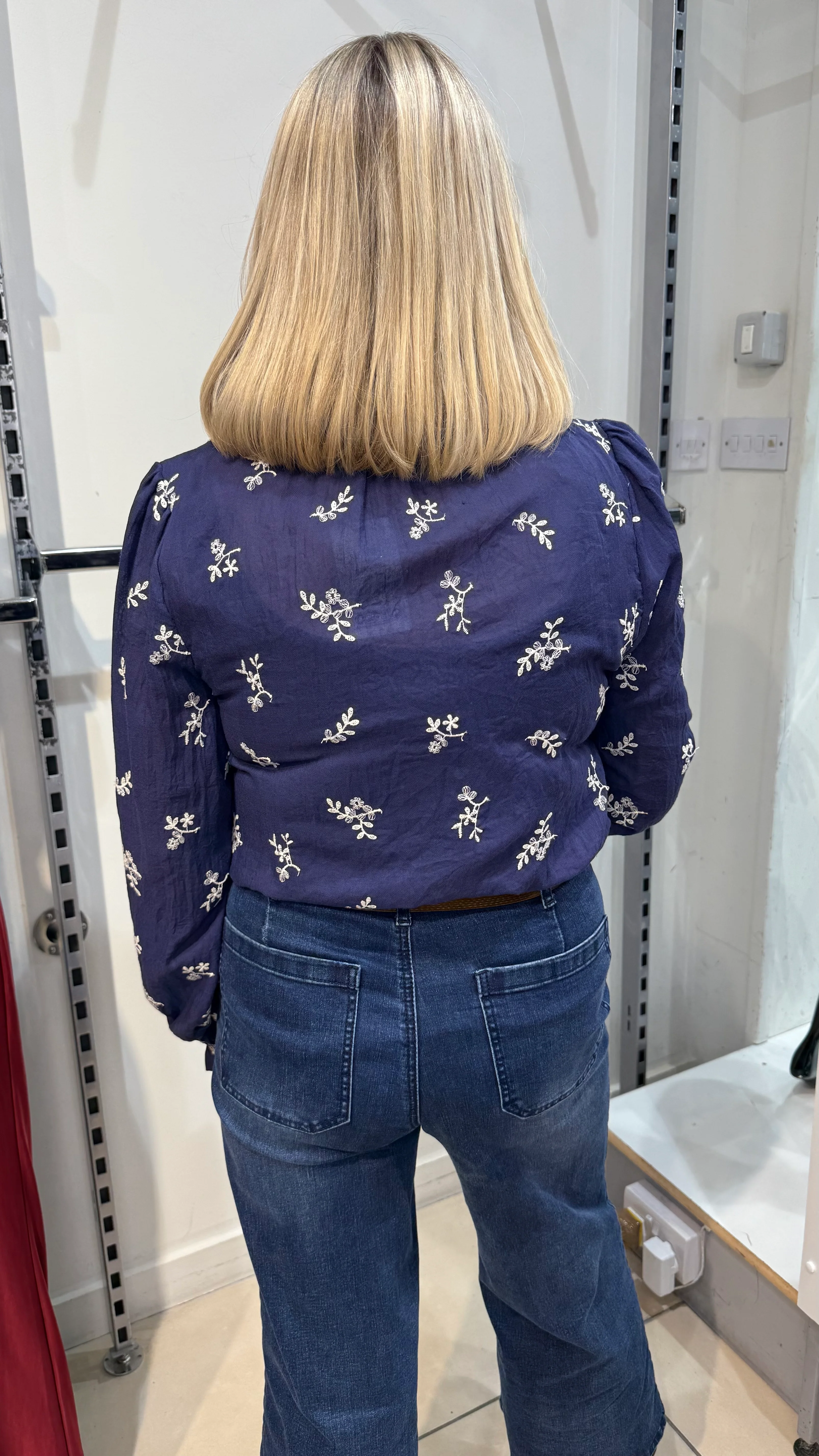 Tanya Navy Frill Collar Blouse - Image 4